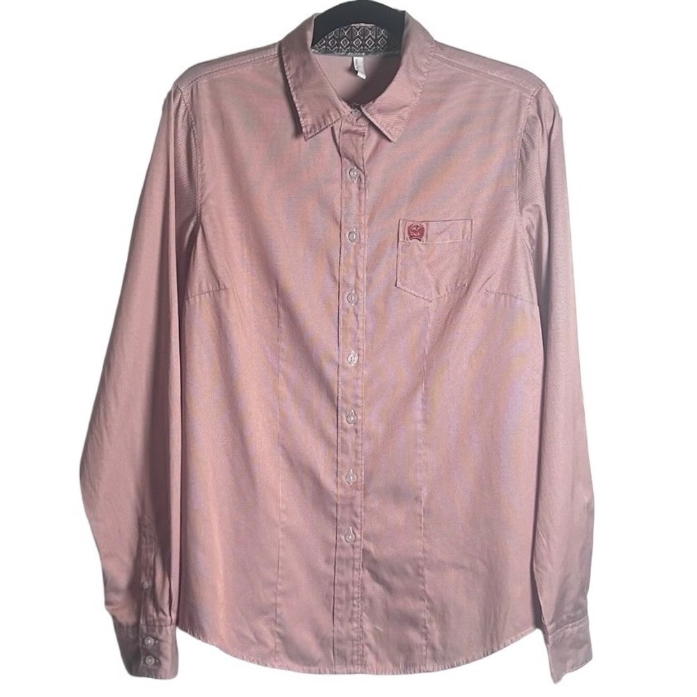 Cinch Micro Stripe Button Down Western Shirt Women's Size Large Country Cowgirl